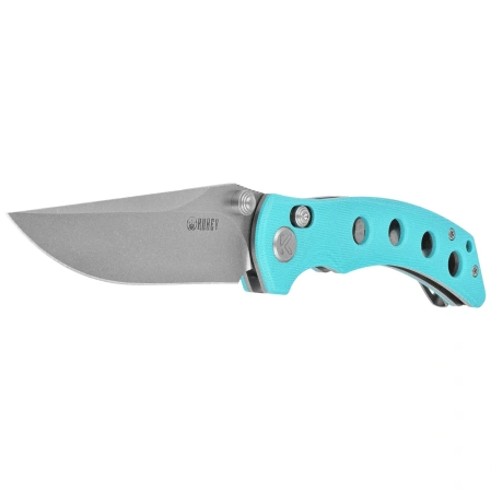Kubey Hound Knife Light Blue G10, Stonewashed 14C28N by Maksim Tkachuk (KU172C)