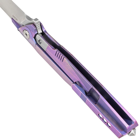 Nóż składany Rike Knife RK1707T-B Blue Titanium, Bead Blasted / Satin M390