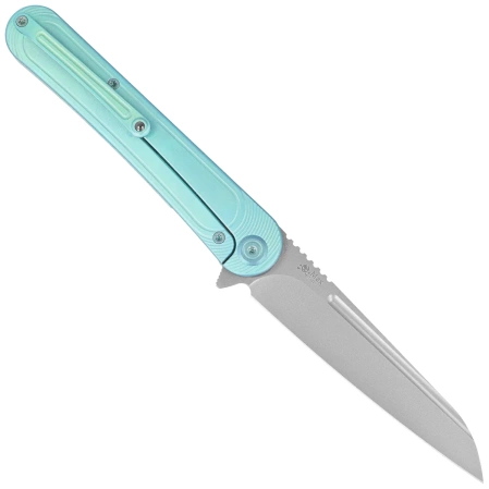 Nóż składany KB Kubey Dandy Green Titanium, Sandblasted CPM S90V by Maksym Tkachuk (KB247F)