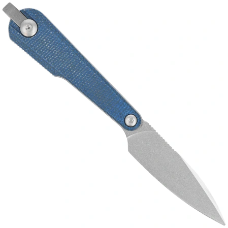 Kubey YAG SP Knife Blue Micarta, Beadblasted 14C28N by Ostap Hel (KU452B)