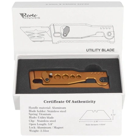 Nóż grawitacyjny Reate EXO-U V2 Gold Speedhole Aluminium, Stainless Steel