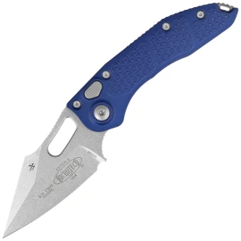 Microtech Stitch-A S/E Automatic Knife Navy Tri-Grip Aluminum, Stonewashed by Borka Blades and Tony Marfione (169-10NA)