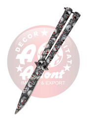 Nóż motylkowy Third Decor Habitat Balisong Skulls Camo Stainless Steel, Skull Camo 420 (TH-K0825)