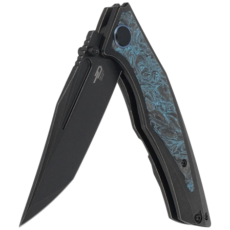 Nóż składany Bestech Togatta Black Titanium/Black-Blue Carbon Fiber, Black Stonewashed M390 by Koens Craft (BT2102H)