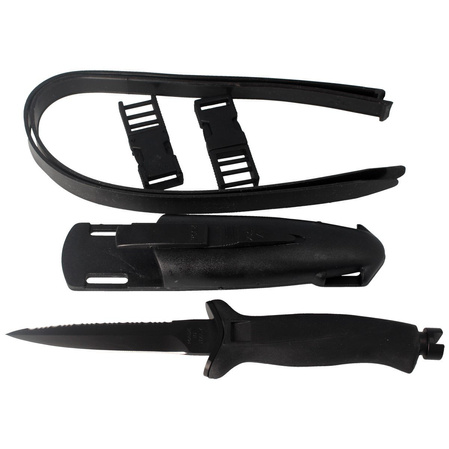 MAC Aquatys 11 2 Black PP/TPE Diving Knife, Idroglider Gold Black W 1.4116 (AQT12ST-2.N)