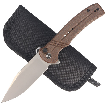 CIVIVI Knife Cogent Brown Micarta, Silver Bead Blasted 14C28N (C20038D-6)