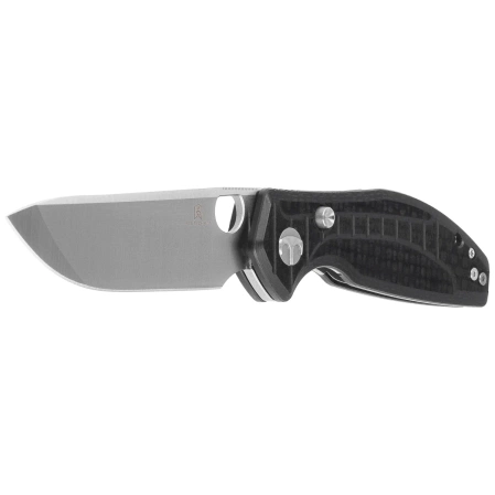 Bestechman Angry Owl Knife Black G10 w/ Carbon Fiber Pattern, Satin/Stonewashed D2 by Keanu Alfaro (BMK12F-1)