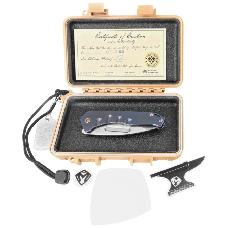 Nóż składany Medford Praetorian Slim D/P, Blue Titanium, Bronze HW/Clip, Tumbled S45VN by Greg Medford (MK2084TD-37A2-T1C1-Q4)