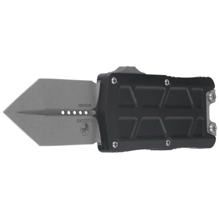 Microtech Exocet II Spartan OTF Knife Black Aluminum, Stonewashed M390MK by Tony Marfione (1155-10)