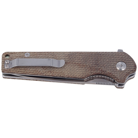 Kubey Knife Wolverine Brown Micarta, Satin D2 (KU233C)