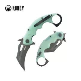 Kubey Mini Wrath Knife Jade G10, Blackwashed 14C28N by MUZI Design (KU262L)