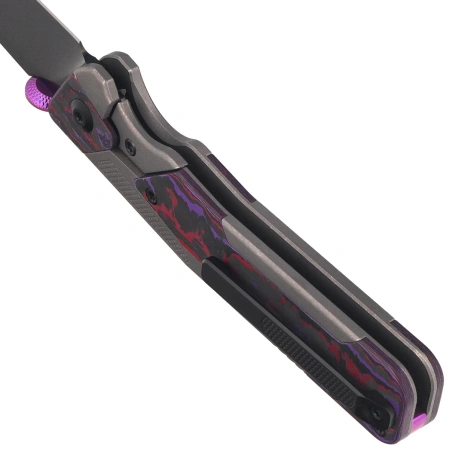 Kizer Sable Chief Knife Dark Gray Titanium / Purple Haze Fat Carbon, Polished DLC Ultra K390 by Jonathan Styles (Ki3745A2)