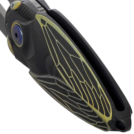 Nóż składany Rike Knife RK Cicada-DG Dark Gray / Gold Titanium, Bead Blasted M390