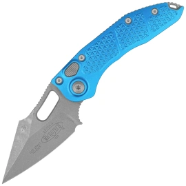 Microtech Stitch-A S/E Automatic Knife Blue Aluminum, Apocalyptic M390MK by Borka Blades and Tony Marfione (169-10APBL)