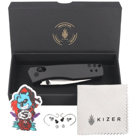 Kizer Aegis Knife Gray Aluminum, Satin AEB-L by Azo (V3774A4)