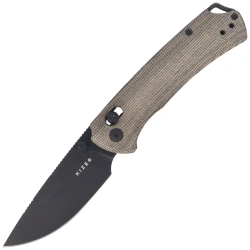 Kizer T1 CD Knife Olive Green Norplex UltreX Micarta, Black Stonewashed Nitro-V by Uli Hennicke (V3490.2CA1)