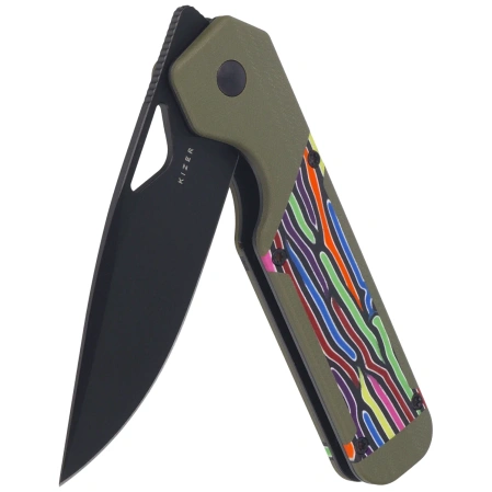Nóż składany Kizer Militaw Olive Green-Party Steamers G10, Black Nitro-V by Jonathan Styles (V3634A3)