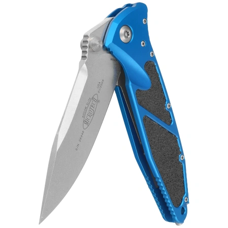 Microtech Socom Elite S/E-M Knife Blue Aluminum, Stonewashed M390 by Tony Marfione (160-10BL)