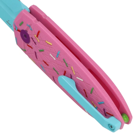Bestech QUQU Pink/Printed Sprinkle Pattern G10, Blue 14C28N by Gogo Knife (BG57C-2)