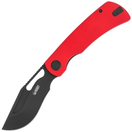 Kubey Gurkha Knife Red G10, Blackwashed 14C28N by Johan Jordaan (KU397E)