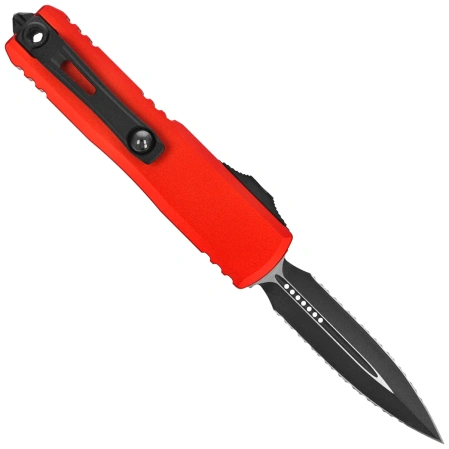 Microtech UTX-85 Gen IV D/E OTF Knife Red Aluminum, Cerakote Black F/S M390MK by Tony Marfione (12324-D3RD)