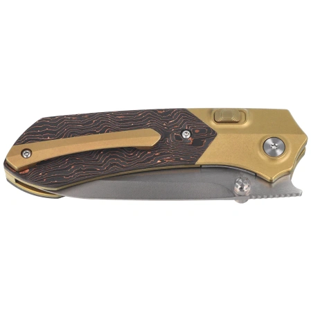 Remette Meteor Knife Gold Titanium/Carbon Fiber, Pearlescent M390 (RTPT-DL)
