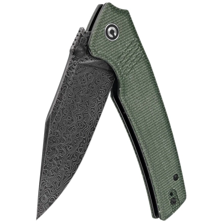Civivi Knife Tranquil Green Canvas Micarta, Black Hand Rubbed Damascus (C23027-DS1)