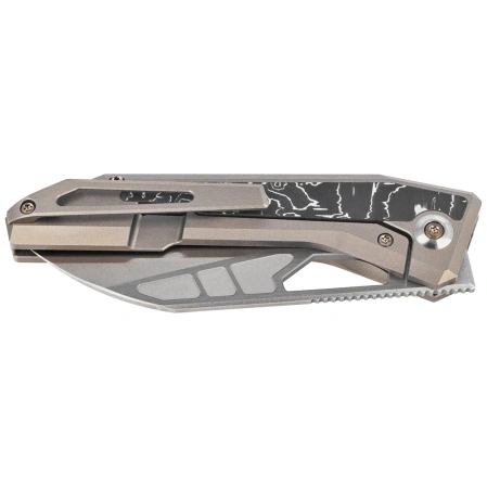 WeKnife Inceptus Knife Champagne Titanium/Aluminum Foil Carbon Fiber, Satin M390 by Robert Saniscalchi (WE25017-4)