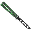 Nóż motylkowy Third Decor Habitat Balisong K3102V Practice Fan Knife Non-Cutting Green Skull 420, Non-Edging Black 420 (TH-K3102V)