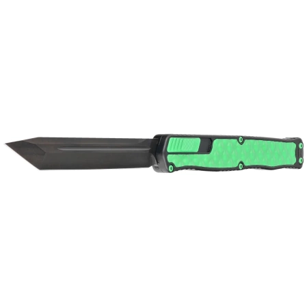 Nóż automatyczny OTF Heretic Cleric II T/E Toxic Green/Black Aluminium, Black DLC MagnaCut by Tony Marfione Jr.