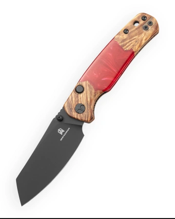 Bestechman Cicada's Wing-TL Knife Red Resin / Wood, Black PVD 10Cr15CoMoV (BMK24-W-1)