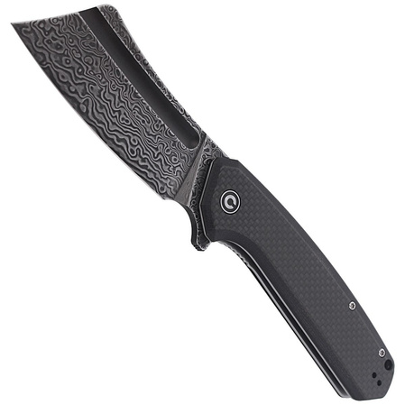 CIVIVI Knife Bullmastiff Twill Carbon Fiber / Black G10, Black Damascus (C2006DS-1)