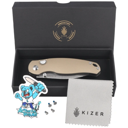 Nóż składany Kizer Phoca BD Sand Aluminium, Satin 14C28N (V3781BDA2)