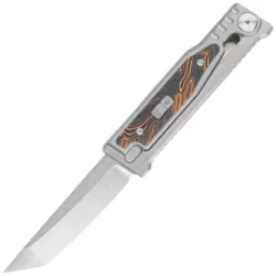Reate EXO-M Gravity T/E Knife Bead Blasted Titanium/Damascus Orange-Black G10, Satin Elmax