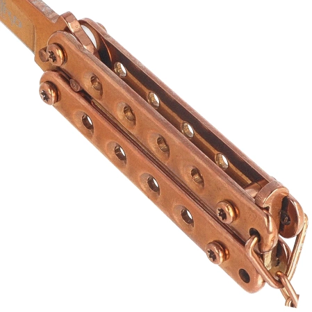 Third Decor Habitat Balisong Keychain Knife Rose Titanium Stainless Steel, Rose Titanium Stainless Steel (TH-K2824R)