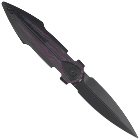Bestech Ika Dagger Knife Black Titanium/Purple Haze Fatcarbon, Black PVD M390 by Tashi Bharucha (BT2602F)