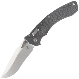 Nóż składany Microtech Amphibian Mini Ram-Lok S/E Gray Slab Side Titanium / Carbon Fiber, Flamed Bksp, Stonewashed M390MK by Tony Marfione (137MRL-10MS12)