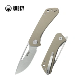 Kubey Knife Thalia Tan G10, Stonewashed 14C28N (KU331R)