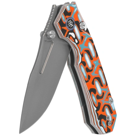 Nóż składany Remette RT-Rhino Blue/Orange G10, Beadblasted D2 (RNGD261)