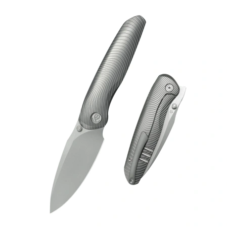 Kubey KB Knives Pioneer Gray Titanium, Beadblasted 20CV by Evgeniy Bulychev (KB379A)