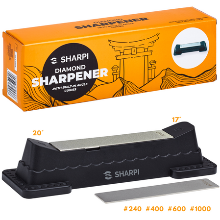 Sharpi diamond sharpener 240/400/600/1000 with angle guide 17' and 20' (SH-K-0006)