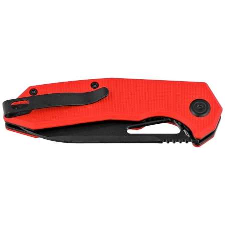 Kubey Knife Vagrant Red G10, Black Stonewashed 14C28N by Maksim Tkachuk (KU291K)