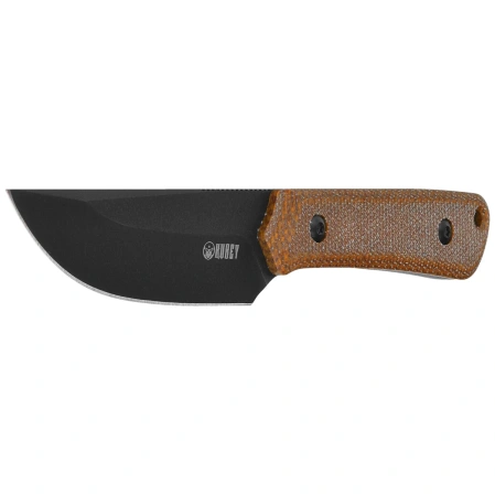Kubey Knife Thorn Brown Micarta, Blackwashed 14C28N by Scott Halpern (KU413F)