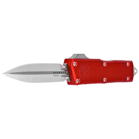 Nóż automatyczny OTF Microtech Scarab II Gen III Executive D/E Red Aluminium, Stonewashed M390MK by Tony Marfione (1175-10RD)