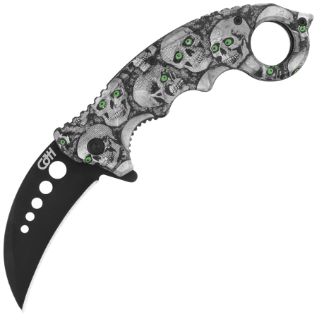 Nóż składany Herbertz CJH Karambit Skulls ABS, Black 420 (ART000137)