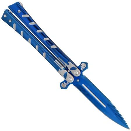 Nóż motylek Martinez Albainox Balisong Skull RainBlue Steel, RainBlue 3Cr13Mov (02282)