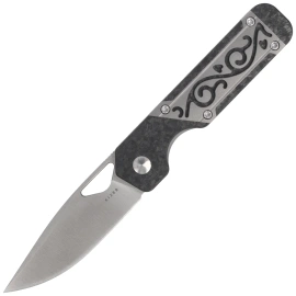 Kizer Mini Militaw Knife Grey Titanium / Carbon Fiber, Satin S45VN by Jonathan Styles (Ki3634SA4)