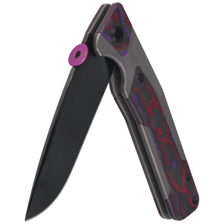 Kizer Sable Chief Knife Dark Gray Titanium / Purple Haze Fat Carbon, Polished DLC Ultra K390 by Jonathan Styles (Ki3745A2)