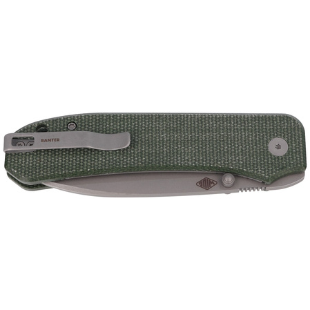 WE Knife Big Banter Green Micarta, Gray Stonewashed CPM 20CV by Ben Petersen (WE21045-2)