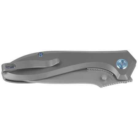 Kubey Ruckus Knife Gray Titanium, Beadblasted CPM 20CV by Sherif Manganas (KB314Q)